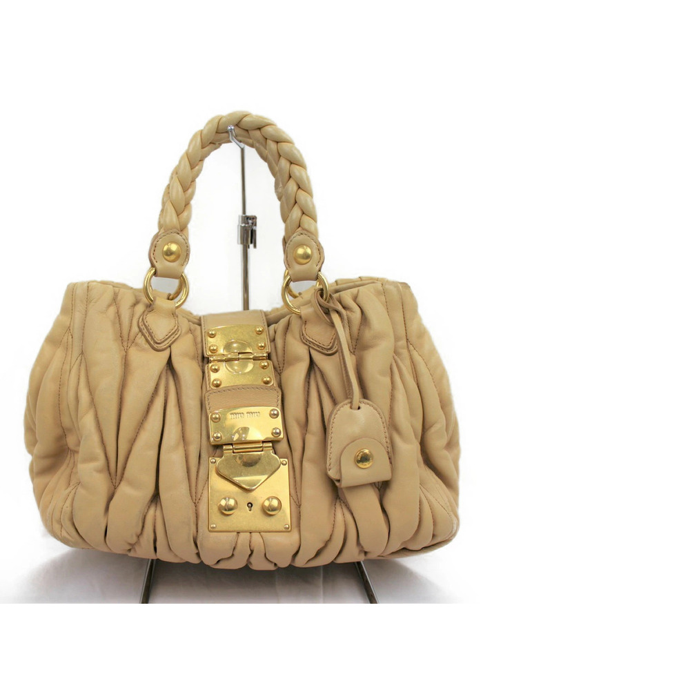 Miu MIu Handbag bag Leather Camel Brown Tan Yellow